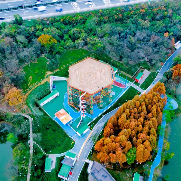 KristallTurm KT-18 High Ropes Course called Jinling Jungle in the middle of a public park in Nanjing, China